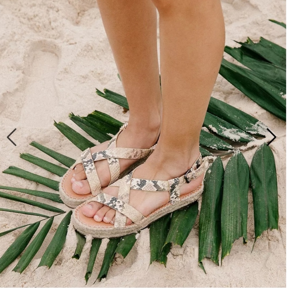 Madewell “Malia” Espadrille Sandal in Snake Embossed Leather